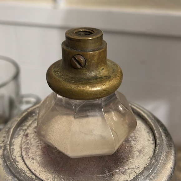 Antique Salvage Octagonal Crystal Glass Door Knob with Brass Base - Picture 8 of 9